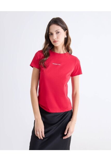 Camiseta Con Estampado Frontal  Para Mujer Rojo Seven Seven