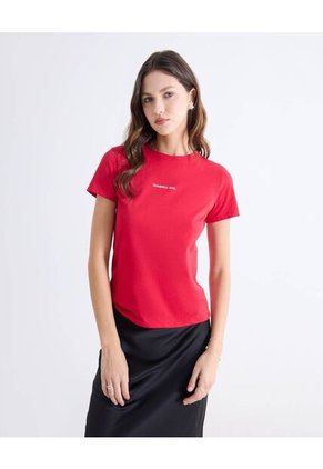 Camiseta Con Estampado Frontal Para Mujer Rojo Seven Seven