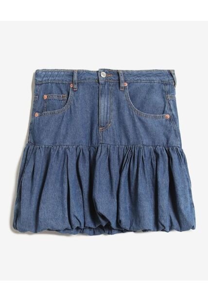 Falda Denim Con Volantes  Para Mujer Azul Seven Seven
