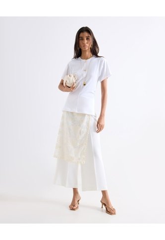 Pantalón Culotte Con Pinzas  Para Mujer Blanco Seven Seven Seven Seven