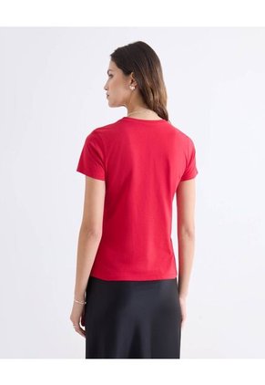 Camiseta Con Estampado Frontal Para Mujer Rojo Seven Seven