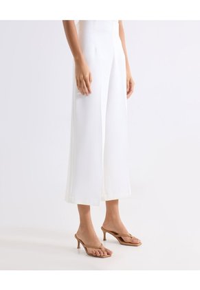 Pantalón Culotte Con Pinzas  Para Mujer Blanco Seven Seven