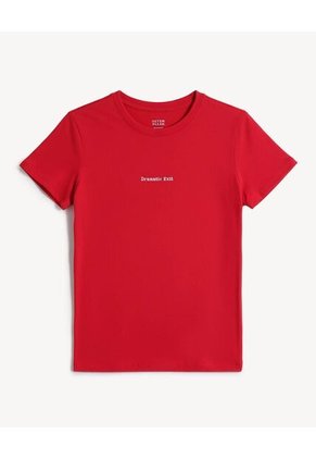 Camiseta Con Estampado Frontal Para Mujer Rojo Seven Seven
