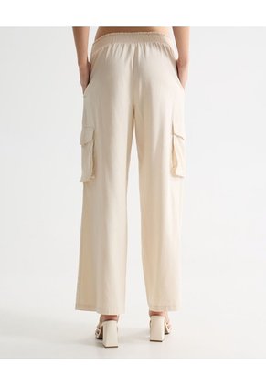 Pantalón Tipo Cargo Fluido Y Ligero  Para Mujer Beige Seven Seven