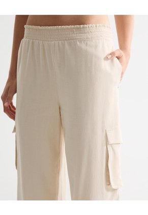 Pantalón Tipo Cargo Fluido Y Ligero  Para Mujer Beige Seven Seven