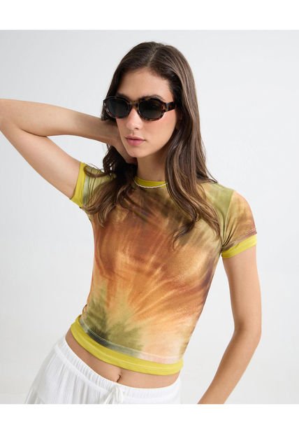 Camiseta Para Mujer Manga Corta Color Amarillo  Marca Seven Seven #28096138