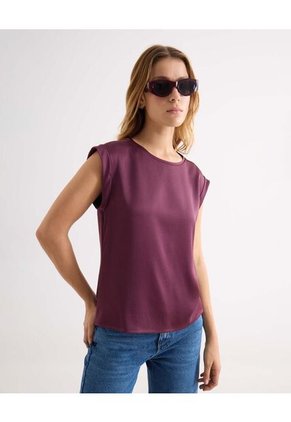 Blusa Para Mujer Manga Corta Color Vino Marca Seven Seven #28124092