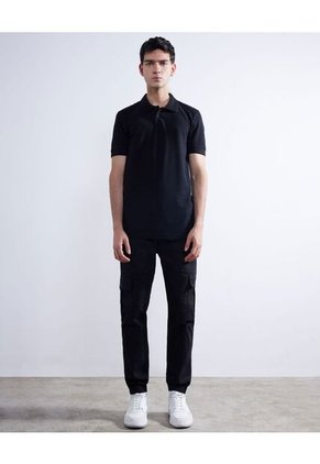 Polo Para Hombre Cuello Tejido  Color Negro Marca Seven Seven #45110813