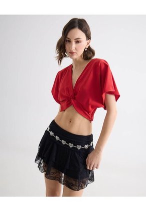 Blusa Para Mujer Manga Corta Color Rojo Marca Seven Seven #28124110