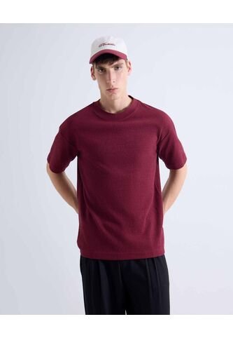 Camiseta Relaxed Texturizada  Para Hombre Vino Seven Seven Seven Seven