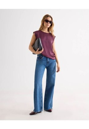 Blusa Para Mujer Manga Corta Color Vino Marca Seven Seven #28124092