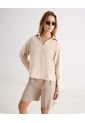 Camisa Oversize Cuello Abierto  Para Mujer Beige Seven Seven de Seven Seven