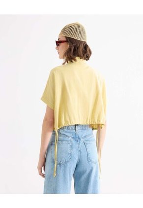 Blusa Camisera Con Lace Up  Para Mujer Amarillo Seven Seven