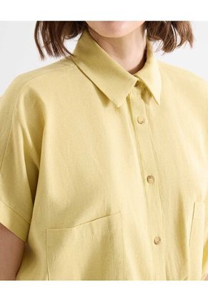 Blusa Camisera Con Lace Up  Para Mujer Amarillo Seven Seven