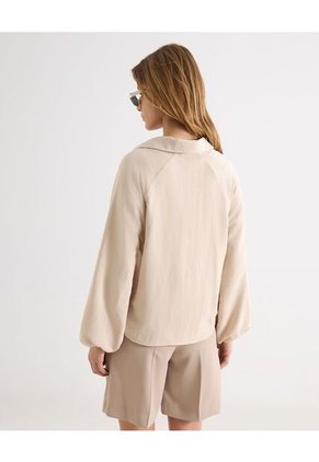 Camisa Oversize Cuello Abierto  Para Mujer Beige Seven Seven