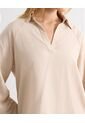Camisa Oversize Cuello Abierto  Para Mujer Beige Seven Seven de Seven Seven