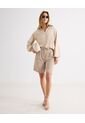 Camisa Oversize Cuello Abierto  Para Mujer Beige Seven Seven de Seven Seven