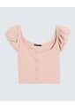 Crop Top Botones Decorativos  Para Mujer Rosa Seven Seven de Seven Seven