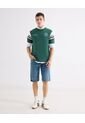 Camiseta Regular Con Bloque En Mangas  Para Hombre Verde Seven Seven de Seven Seven