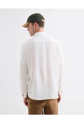 Camisa En Efecto Lino  Para Hombre Marfil Seven Seven