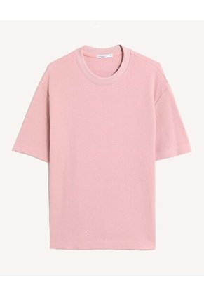 Camiseta Tejida Texturizada Oversize  Para Hombre Rosa Seven Seven