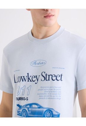 Camiseta Regular Estampada  Para Hombre Azul Seven Seven