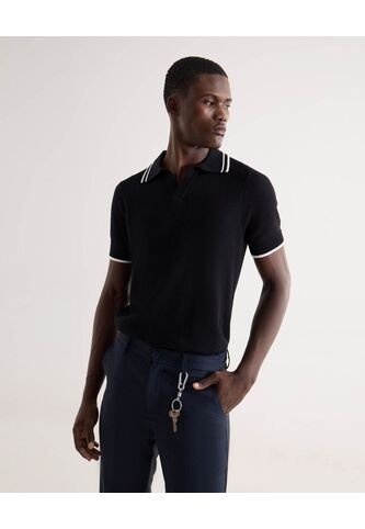 Polo Tejido Fit Regular  Para Hombre Negro Seven Seven Seven Seven