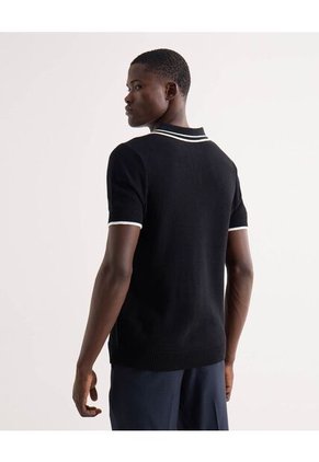 Polo Tejido Fit Regular  Para Hombre Negro Seven Seven