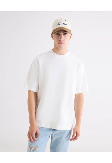 Camiseta Oversize Básica  Para Hombre Blanco Seven Seven