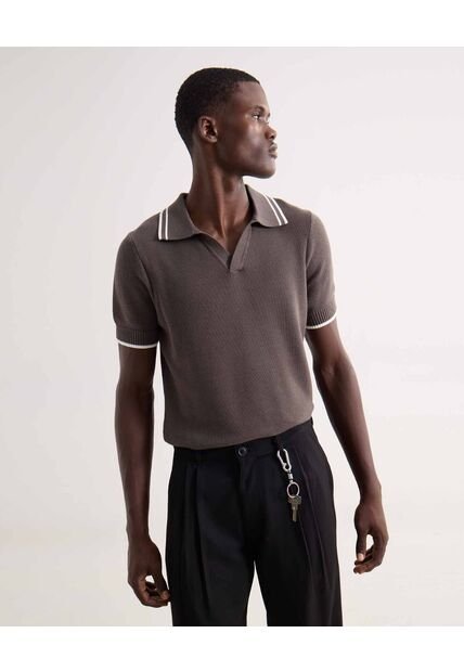 Polo Tejido Fit Regular  Para Hombre Verde Seven Seven