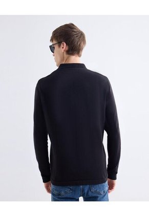 Polo En Tricot  Para Hombre Negro Seven Seven