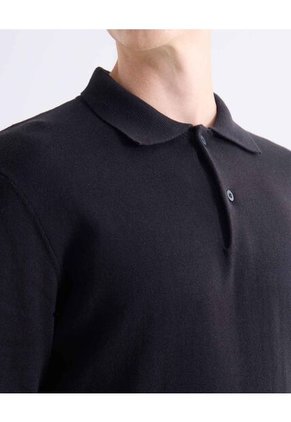 Polo En Tricot  Para Hombre Negro Seven Seven