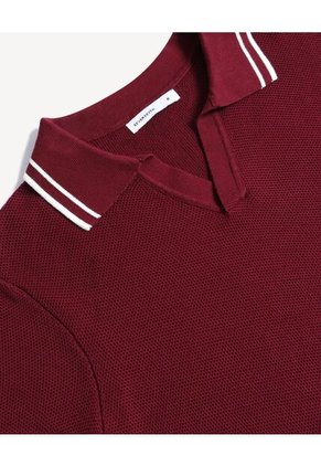Polo Tejido Fit Regular  Para Hombre Vino Seven Seven