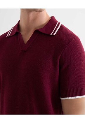 Polo Tejido Fit Regular  Para Hombre Vino Seven Seven