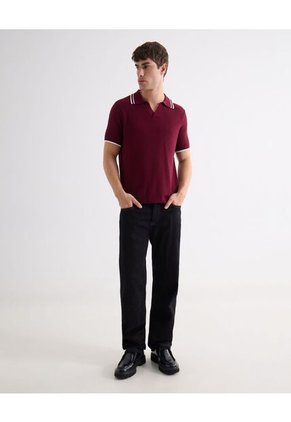 Polo Tejido Fit Regular  Para Hombre Vino Seven Seven
