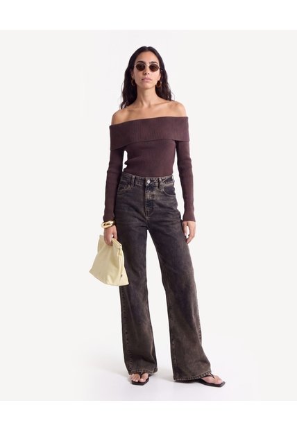 Saco Escote Bardot  Para Mujer Café Seven Seven