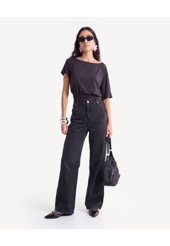 Camiseta Escote Ojal  Para Mujer Negro Seven Seven Seven Seven