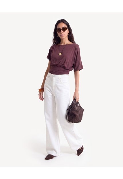 Camiseta Escote Ojal  Para Mujer Café Seven Seven