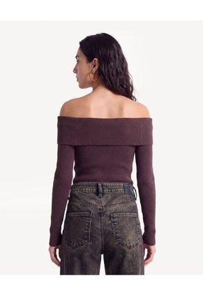Saco Escote Bardot  Para Mujer Café Seven Seven