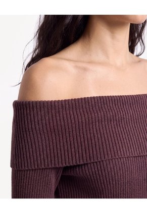 Saco Escote Bardot  Para Mujer Café Seven Seven