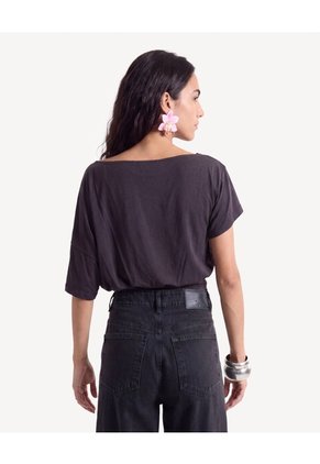 Camiseta Escote Ojal  Para Mujer Negro Seven Seven