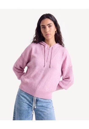 Saco Hoodie Con Zipper Para Mujer Rosado Seven Seven