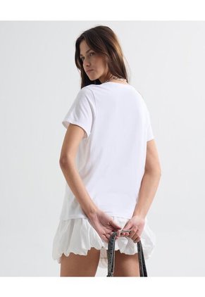 Camiseta Con Bordado  Para Mujer Crudo Seven Seven