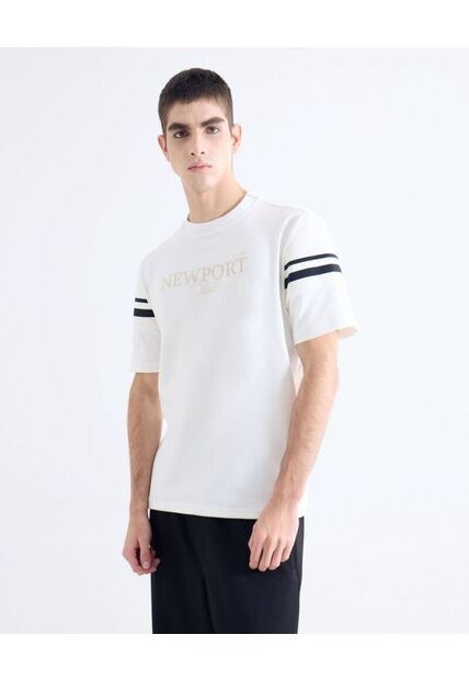 Camiseta  Para Hombre Manga Corta Cuello Redondo Color Marfil Marca Seven Seven #45092884