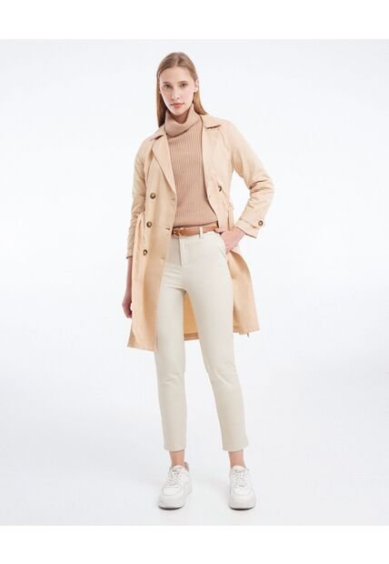 Pantalón Chino Con Cinturón  Para Mujer Beige Seven Seven