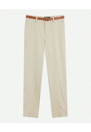 Pantalón Chino Con Cinturón  Para Mujer Beige Seven Seven