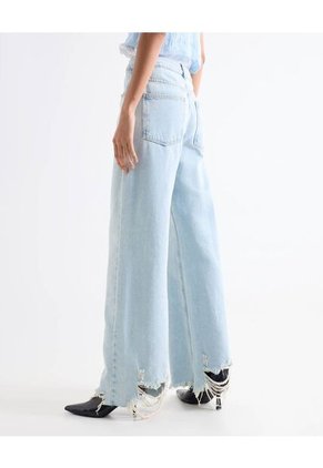 Jean Wide Leg Ruedo Deshecho  Para Mujer Azul Seven Seven