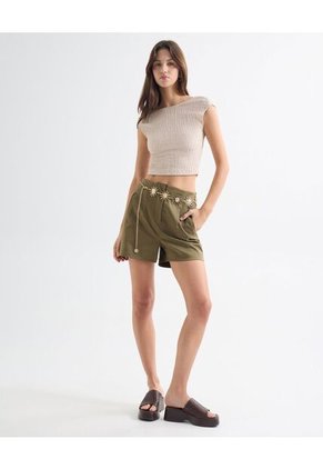 Camiseta Texturizada  Para Mujer Beige Seven Seven