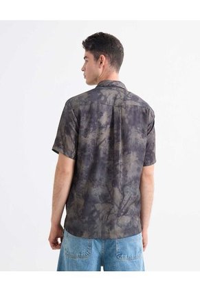 Camisa Resort Estampado De Manchas  Para Hombre Verde Seven Seven
