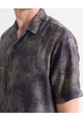 Camisa Resort Estampado De Manchas  Para Hombre Verde Seven Seven